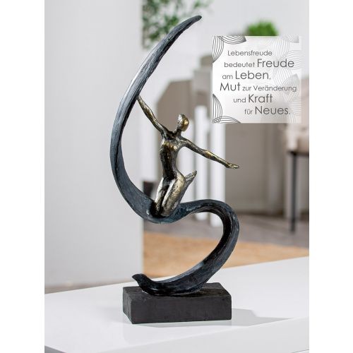 Skulptur, "Lebensfreude", Kunstharz, bronzefarben, schwarz